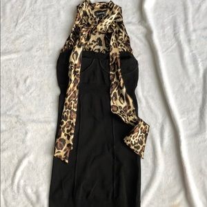 Black and cheetah Bebe mini cocktail dress
